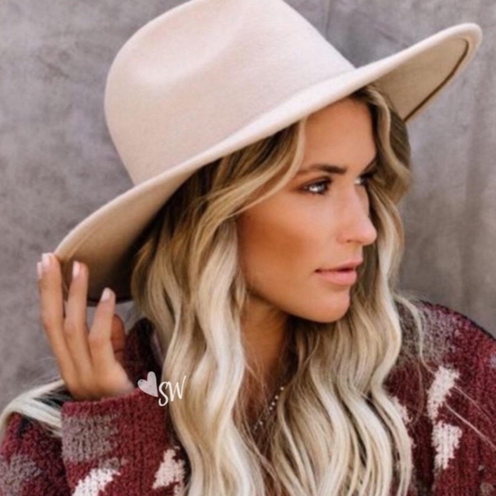 Boho Chic Wool Hat Beige Tan Western Cowboy 🤠